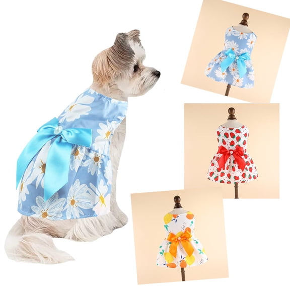 3PCS Floral Dog Dress Cute Dog Skirt Pet Dress Summer Pet Clothes for Puppy Small Cats