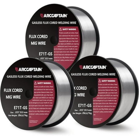 3PCS Flux Core Welding Wire MIG, ARCCAPTAIN E71T-GS .035" 2-Pound Spool Gasless Mild Carbon Steel Mig Welding Wire