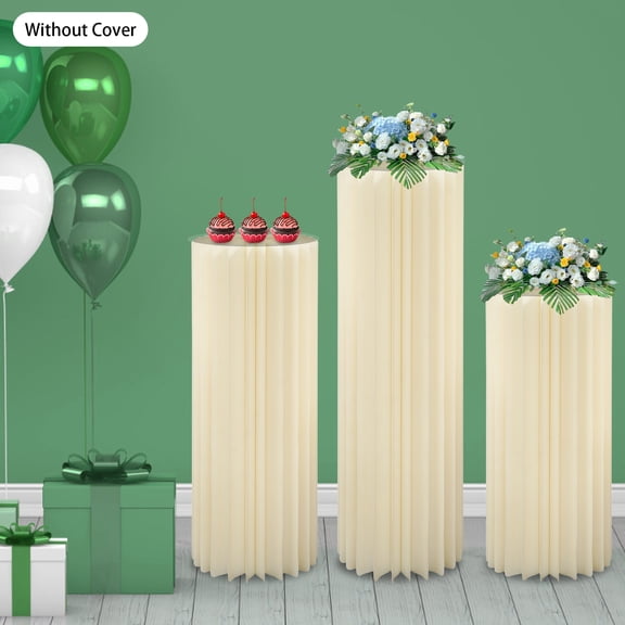 3PCS Foldable Paper Display Columnsfor Wedding Birthday Party Event Decoration & Ornament Placement Photography Background
