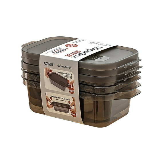 3PCS Food Storage Containers with Lids | Rectangular Plastic BPA-Free Kitchen Organizer Set | Microwave & Freezer Safe | 300ml, 600ml, 1100ml Capacity | Clear Meal Prep Containers