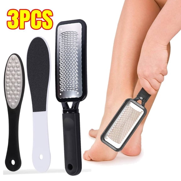 3PCS Foot Scrubber Foot Files Callus Remover Black Heel Grater Dead Skin Remover Stainless Steel Heel Scraper for Cracked Heels