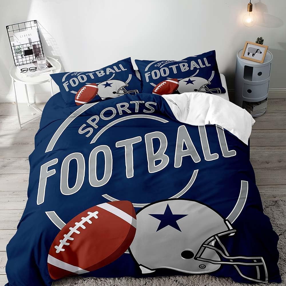 3PCS Football Duvet Cover 68x90 inch Bedding, Sports Bedding, Kids