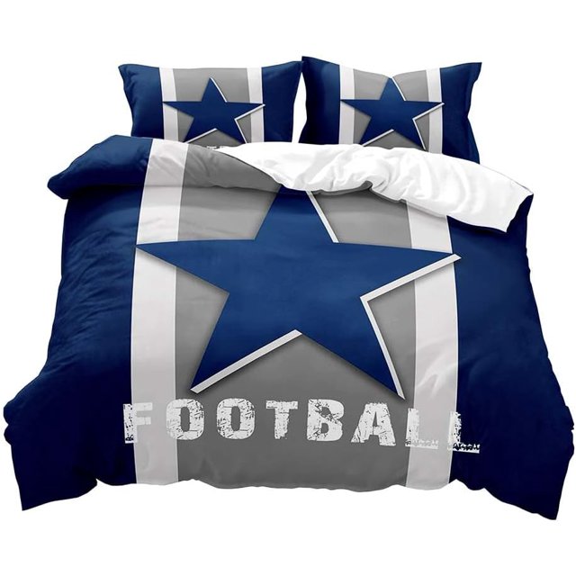 3PCS Football Duvet Cover 79x90 inch , Sports Bedding, Kids Teens Boys
