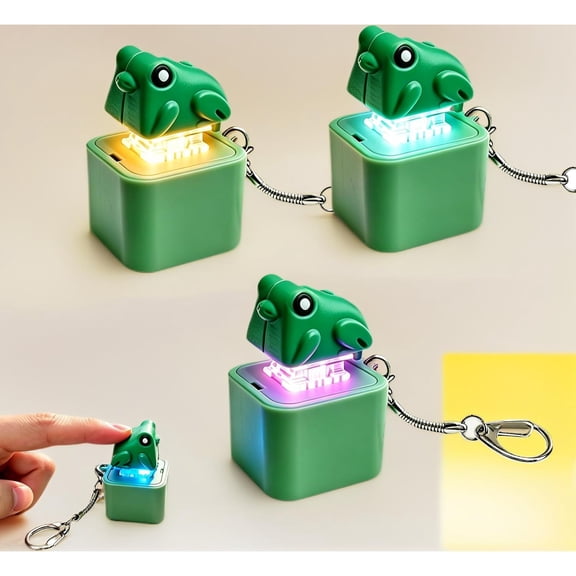 3PCS Frog Button Fidget Toy, Frog Keychain Sound Toy with Colorful Light & Real Keyboard Click Fidget, Anxiety Relief Sensory Toy for Adults & Kids, Portable Gift Set