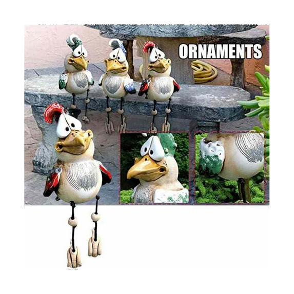 3PCS Funny Chicken Fence Decoration Statues Funny, Waterproof As a Gift for Children and Also Suitable for Patio