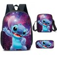 thumbnail image 1 of 3PCS Galaxy Style Blue Alien Backpack Set Anime-Inspired Travel Bag Combo with Shoulder Bag Pouch Trendy Couple Gift Idea, 1 of 4
