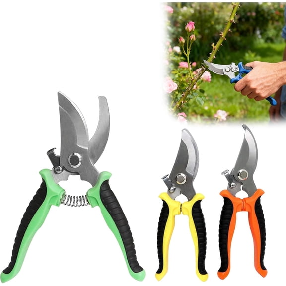 3PCS Garden Pruning Shears-7.5 Inch Stainless Steel Pruning Snips,Garden Scissors Handheld for Gardening Cutting Flower Tree Trimming Tools (3)