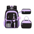 thumbnail image 1 of 3PCS Girls Backpack Set for Kids 6-12 Age Color Block Backpack with Lunch Box Pencil Case for Children Teen Students, 1 of 5