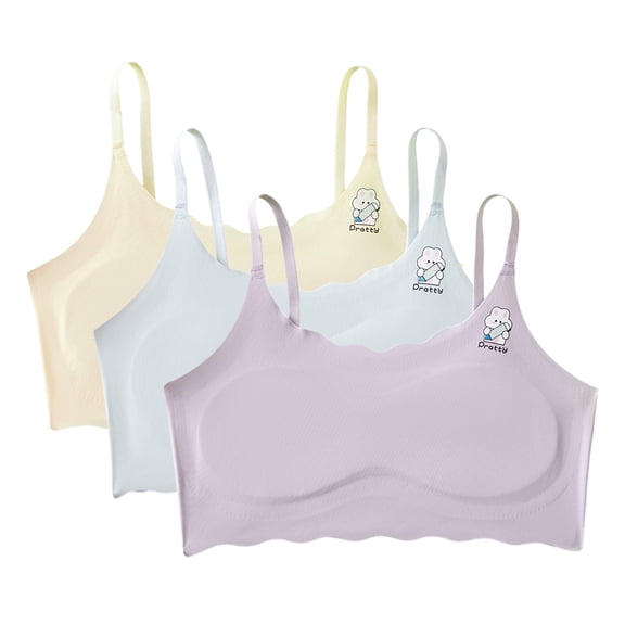 3PCS Girls Soft Training Bras Seamless First Bra Girls Sports Bras Teens Adult Girl Training Bras Vest 8-18Y