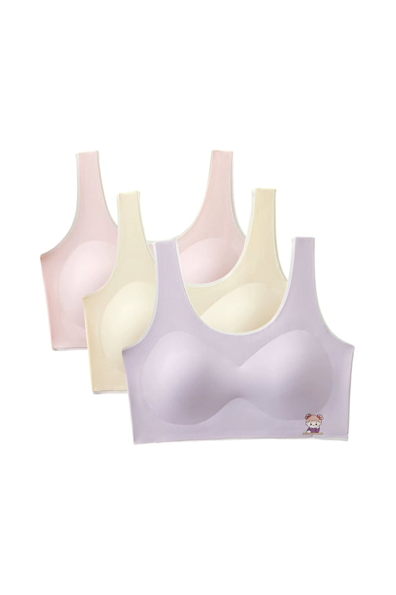 3PCS Girls Soft Training Bras Seamless First Bra Girls Sports Bras Teens Adult Girl Training Bras Vest 8-18Y