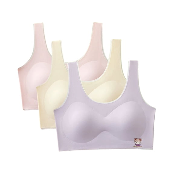 3PCS Girls Soft Training Bras Seamless First Bra Girls Sports Bras Teens Adult Girl Training Bras Vest 8-18Y