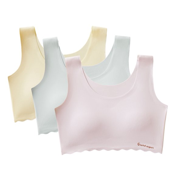 3PCS Girls Soft Training Bras Seamless First Bra Girls Sports Bras Teens Adult Girl Training Bras Vest 8-18Y