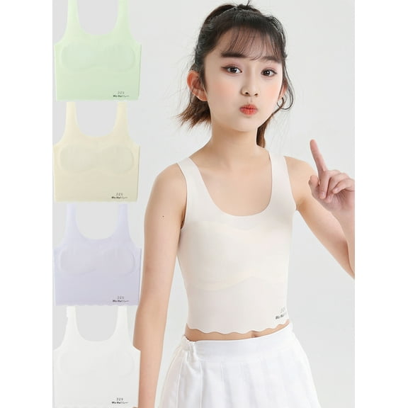 3PCS Girls Soft Training Bras Seamless First Bra Girls Sports Bras Teens Adult Girl Training Bras Vest 8-18Y