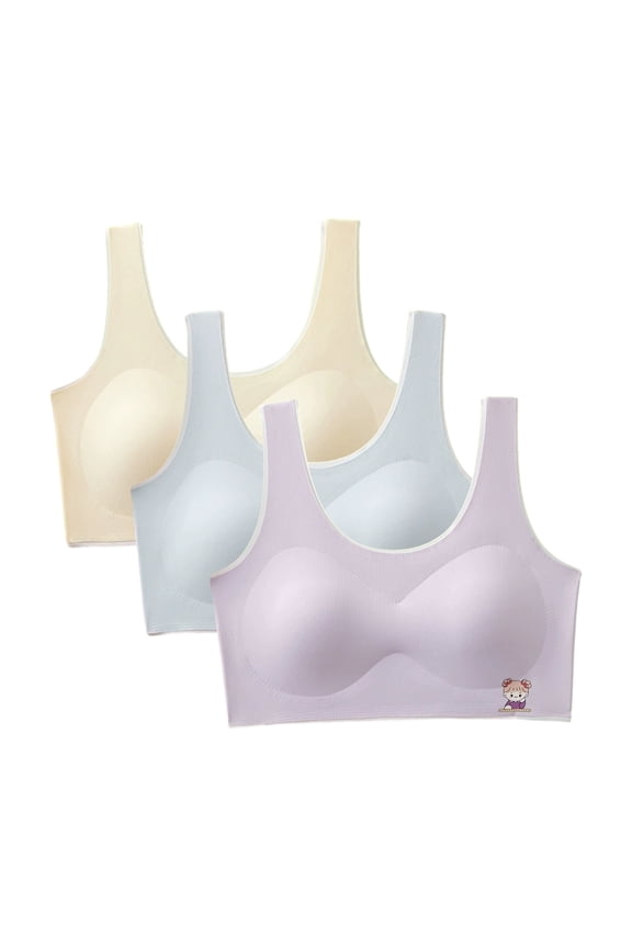 3PCS Girls Soft Training Bras Seamless First Bra Girls Sports Bras Teens Adult Girl Training Bras Vest 8-18Y