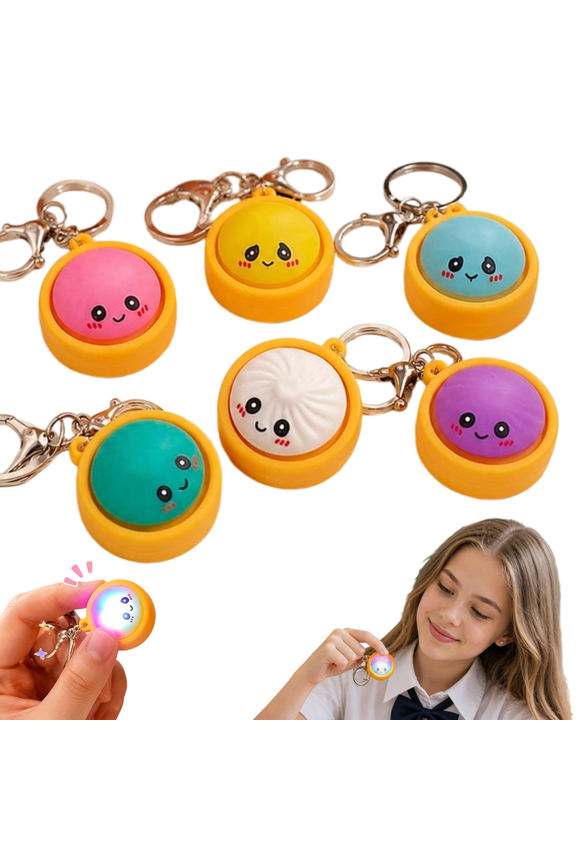 3PCS Glowing Dumpling Fidget Clicker Keychain, Mini Dumpling Squishies Stress Relief Fidget Clicker Keychain w Crisp Sound, Hard-Plastic Anxiety Relief & Focus Boost Quiet Toys for Adults at Work Ho