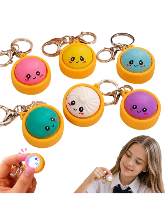 3PCS Glowing Dumpling Fidget Clicker Keychain, Mini Dumpling Squishies Stress Relief Fidget Clicker Keychain w Crisp Sound, Hard-Plastic Anxiety Relief & Focus Boost Quiet Toys for Adults at Work Ho
