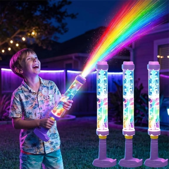 3PCS Glowing Rainbow LED Water Blaster, Fireworks Water Gun, Glowing Rainbow Water Blaster: Summer Fun that Pops Like Magic, Light-Up Splash Blasters for Pool Party, Outdoor Playing Toys