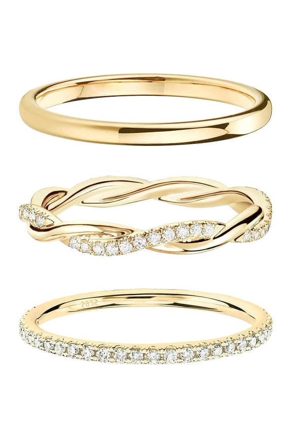 3PCS Gold Rings for Women Non Tarnish Stackable Thin Gold Ring 14K Gold Plated Dainty Ring Set Trendy Thumb Pinky Knuckle Ring Wedding Bands Promise Engagement Gold Jewelry Rings Size-8