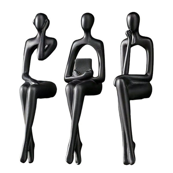 3PCS Gold Thinker Statue Book Shelf Decor, Minimalist Modern Decor Collectable Abstract Ornament Offi Statue Figurines,