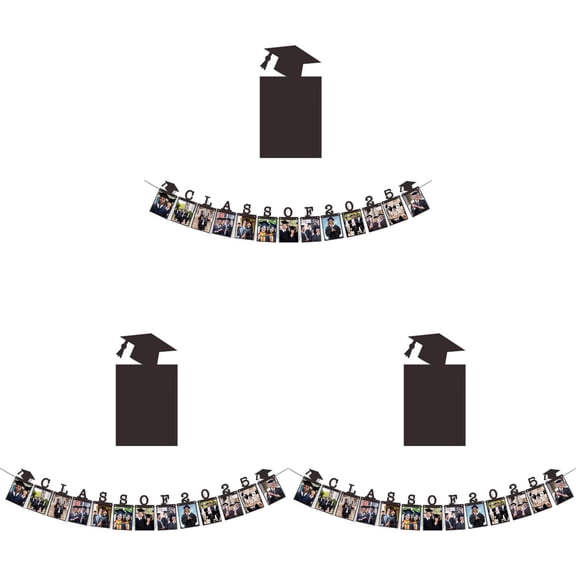 3PCS Graduation Ornaments Class Of 2026 Decorations Black Flash Graduation Photo Banner Kindergarten To Graduation Photo Display Banner Suitable For Grade Photos Party Decoration