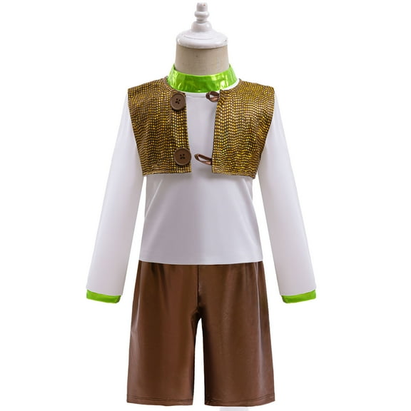 3PCS Green Ogre Costume for Kids Halloween Movie Cosplay Top Pant Vest Set, Size 2-3T