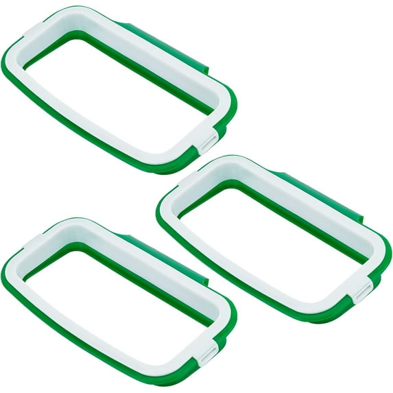 3PCS Green Portable Trash Bag Holder Garbage Bag Holder Plastic Kitchen Cupboard Hanging Trash Can Waste Bin Rack Holder Kitchen Tools Kitchen Supplies Garbage Storage Rack Can 8.7"x4.7"