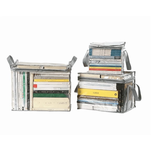 3PCS Grey Collapsible Book Storage Boxes Versatile Storage Solution
