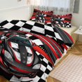 thumbnail image 1 of 3PCS Grid Racing Car Duvet Cover Set Twin, 1 Duvet Cover And 2 Pillowcase, Duvet Cover for Kids Girls Boys And Teens, 1 of 6