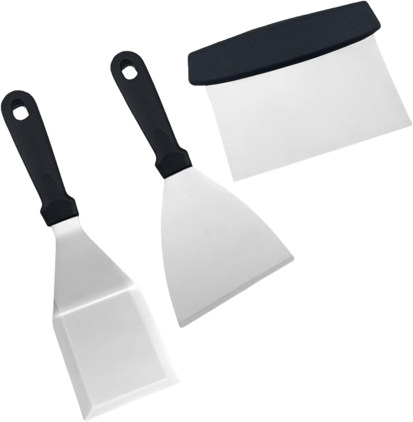 3PCS Griddle Scraper Set, Stainless Steel Metal Spatula and Scraper for Blackstone, Flat Top Grill Accessories
