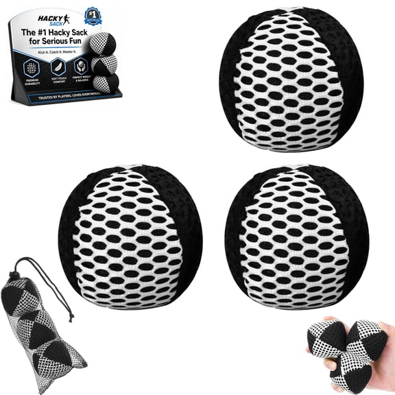 3PCS Hacky Sack Balls Professional Footbags, Durable Sand Filled Juggle Ball Set for Kids Teens Adults, Easy Control Freestyle Kick Bag