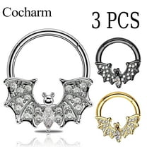 3PCS Halloween Bat Septum Ring 316L Stainless Steel Zircon 16G 10mm Segment Ring 2025 New Gothic Body Piercing Jewelry