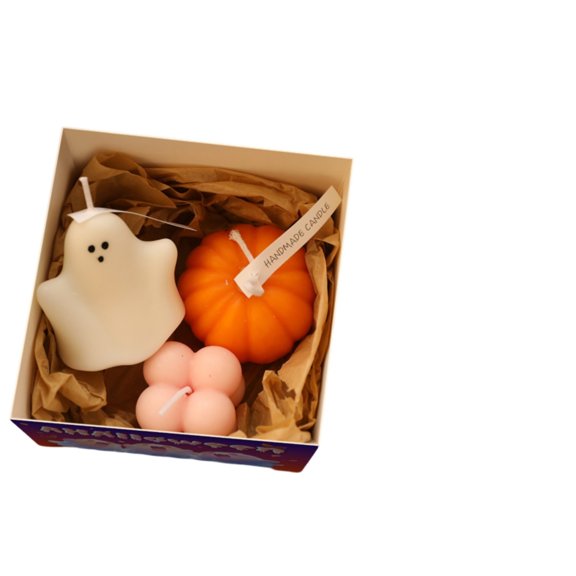 3PCS Halloween Cartoon Pumpkin Ghost Scented Candle Set, Aromatherapy Wax Tin, Spooky Fragrance Light for Home Party Table Centerpiece Decor