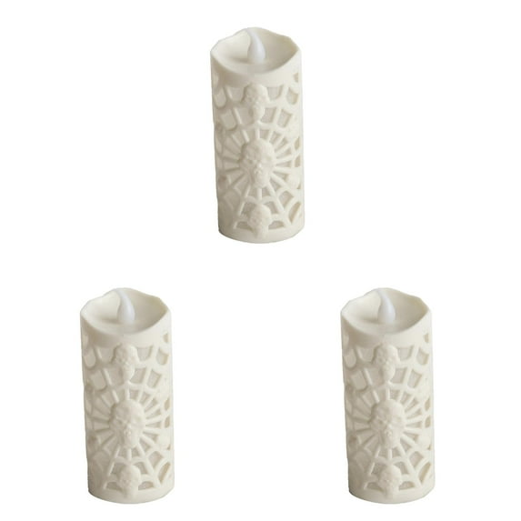3PCS Halloween Flameless Candle Lights - Orange LED Flickering Candles Battery Operated - Realistic Votive Tea Lights for Pumpkin Decor, Thanksgiving, Christmas, Party & Festival Decoration