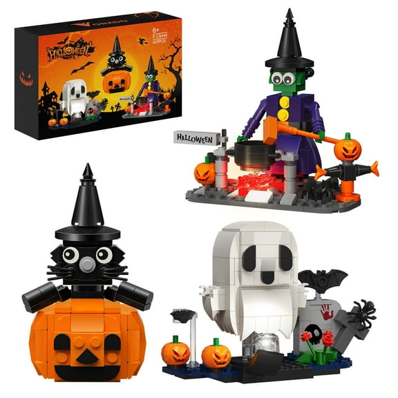 3PCS Halloween Horror Serise Building Blocks Toys Set Kids Holiday Gifts Home Car Office Decorations Collectibles Fall Decorations for Home(437 Pieces)