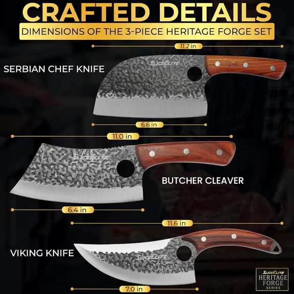 3PCS Hand-Forged Professional Butcher Knife Set: Cleaver, , & Boning, Knives for meat cutting | Chef Set with Gift Box meat cutting knife Perfect BBQ Gift for Men