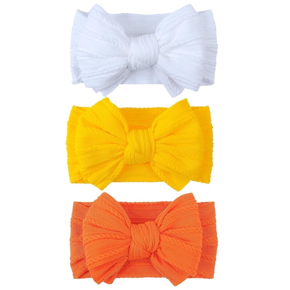 3PCS Handmade Baby Girls Headbands Soft Stretchy Nylon Hair Bands Hair Accessories with Bows for Newborn Baby Girls Infant Toddlers Kids