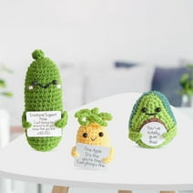 3PCS Handmade Emotional Support Pickled Cucumber Gift,Creative Crochet Pickle Encouragement Ornament with Positive Affirmation Card,Funny Reduce Pressure Knitting Doll