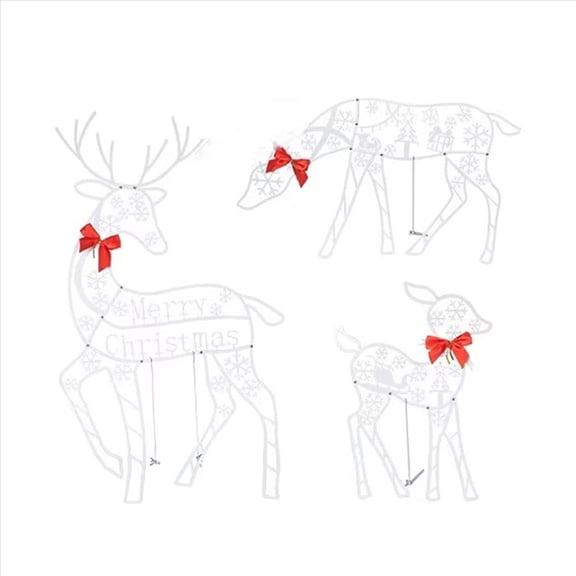 3PCS Handmade Iron ArtElk Deer Christmas Garden Decor &LED Light Glowing Glitter Reindeer Xmas Home Outdoor Yard Decor,1set x 3pcs Christmas Garden Decor