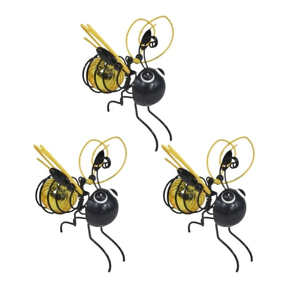 3PCS Hanging Bee Solar Garden Lights Decor for Outside, Hanging Bee Solar Lights with Bouncy Springs, 2025 New Outdoor Statues Figurine Lights Decorations for Patio Balcony Yard Ornament Housewarming