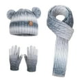 thumbnail image 1 of 3PCS Hat Scarf Gloves Set - Winter Fleece-Lined Ear Flap Warm Knit Cap, Gray, 1 of 6