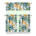 thumbnail image 1 of 3PCS Hawaii Floral Kitchen Window Curtains Set, 27.5x36in Polyester Tier and Valance, Exotic Jungle Plant Pattern for Small Windows in Kitchen, Bathroom, or Café, 1 of 6