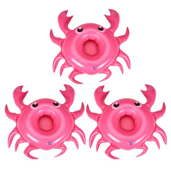 3PCS Inflatable Crab Drink Holders Tray Cartoon Crab Design Pool Party Water Float Stand for Outdoor Swimming Fun