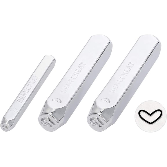 3PCS Heart Metal Stamp Set (2/4/6mm) - Jewelry Leather Wood Punch Stamps for DIY Crafting Metal Stamping Personalized Gifts