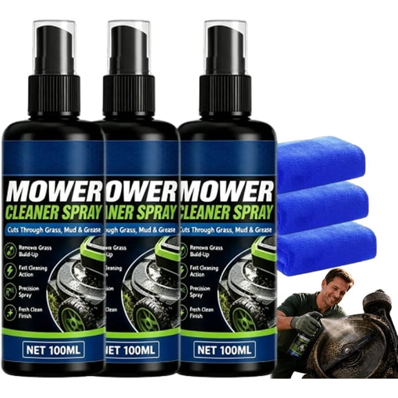 3PCS Heavy Duty Mower Cleaner Degreaser,Lawn Mower Cleaner Spray, Grass Buildup And Grease Remover for Lawn Mowers, Trimmers, Edgers And Garden Equipment