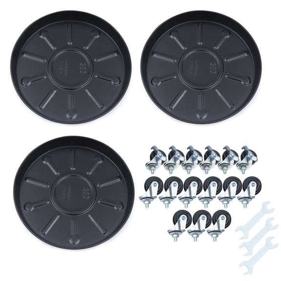 3PCS Heavy Duty Plant Dolly Rolling Flower Pot Holder Stand with 5 Wheels 14.17" 3 Pack Plant Dolly Rolling Flower Pot Holder Stand Patio Pot Trolley with Wheel Movable Flower Stand w/Wheel