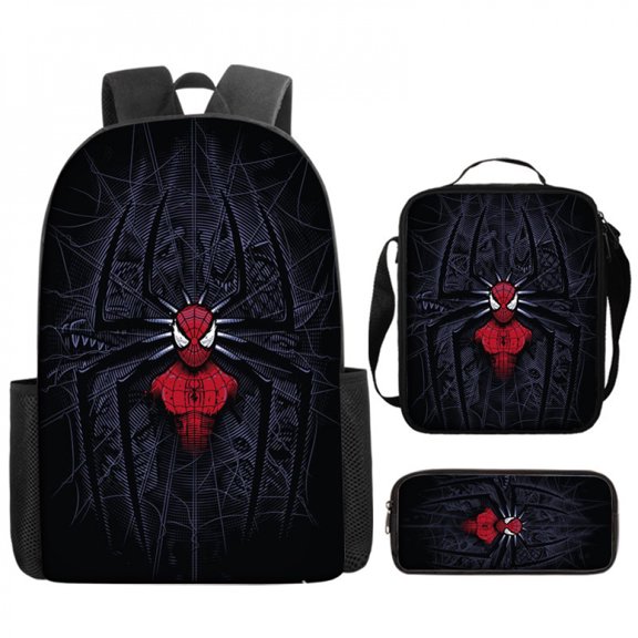 3PCS Hero Graphic Backpack Set Urban Comic Style Bag Combo with Crossbody Pouch