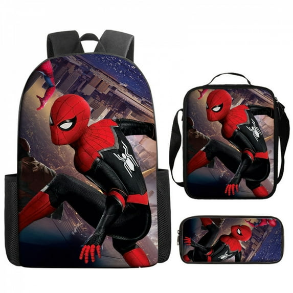 3PCS Hero Graphic Backpack Set Urban Comic Style Bag Combo with Crossbody Pouch