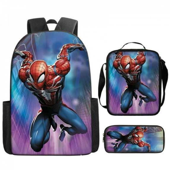 3PCS Hero Graphic Backpack Set Urban Comic Style Bag Combo with Crossbody Pouch