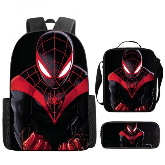 3PCS Hero Graphic Backpack Set Urban Comic Style Bag Combo with Crossbody Pouch