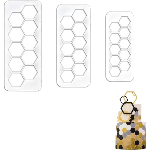 3PCS Hexagon Cookie Cutter Set - 3 Sizes Versatile Football Cake Decorations